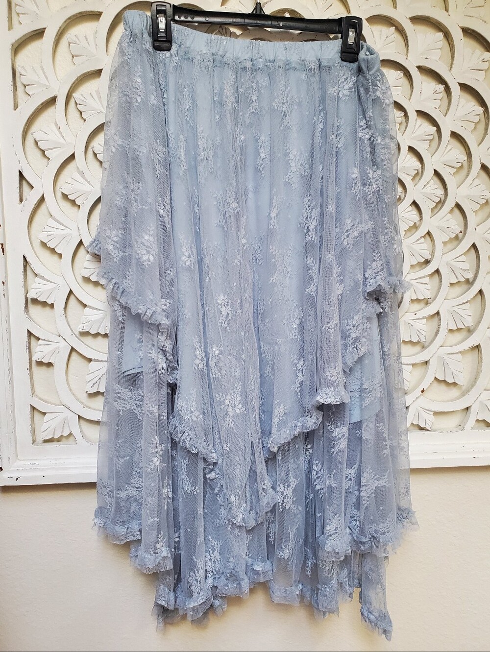 Gray Lace Skirt With Mini Liner Stevie Nicks Inspired Witchy Baeverley 1XL NWT
